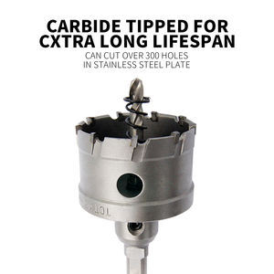 Set Pemotong Lubang Karbida 14 Buah dengan Arbor, Mata Bor Hex Key Potong Cepat untuk Memotong Lubang pada Papan Logam dan Pipa, Kit Gergaji Lubang - Product Image 3
