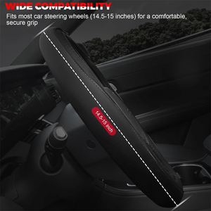 <span class=keywords><strong>Funda</strong></span> de <span class=keywords><strong>Volante</strong></span> de Coche Universal Negra de Microfibra Cosida a Mano de 14.5-15 Pulgadas con Forro Antideslizante, en Oferta - Product Image 2