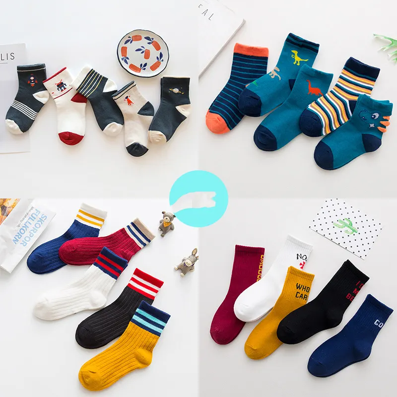 New Designs 5 Pack Ankle Stripe kids Socks Boys Girls Soft Cotton Cartoon Cute baby socks set