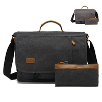 Sac de messager en cuir de toile de mode décontractée pour hommes avec la fermeture de ficelle mallette d'ordinateur portable sac à bandoulière de voyage extérieur