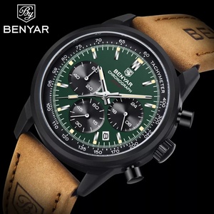 นาฬิกาควอตซ์ Benyar 5188 ราคาขายส่งจำนวนมากจากจีน นาฬิกาหนังสำหรับผู้ชาย โครโนกราฟ สแตนเลสสตีล Relojes Para Hombres - Product Image 5