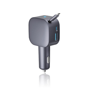 Cargador de Coche Retráctil de 105W y 3 Puertos, Cargador Rápido <span class=keywords><strong>USB</strong></span> C 2C1A con Cable Retráctil de 65W, <span class=keywords><strong>Adaptador</strong></span> para Encendedor de Cigarrillos para iPhone 17 - Product Image 1