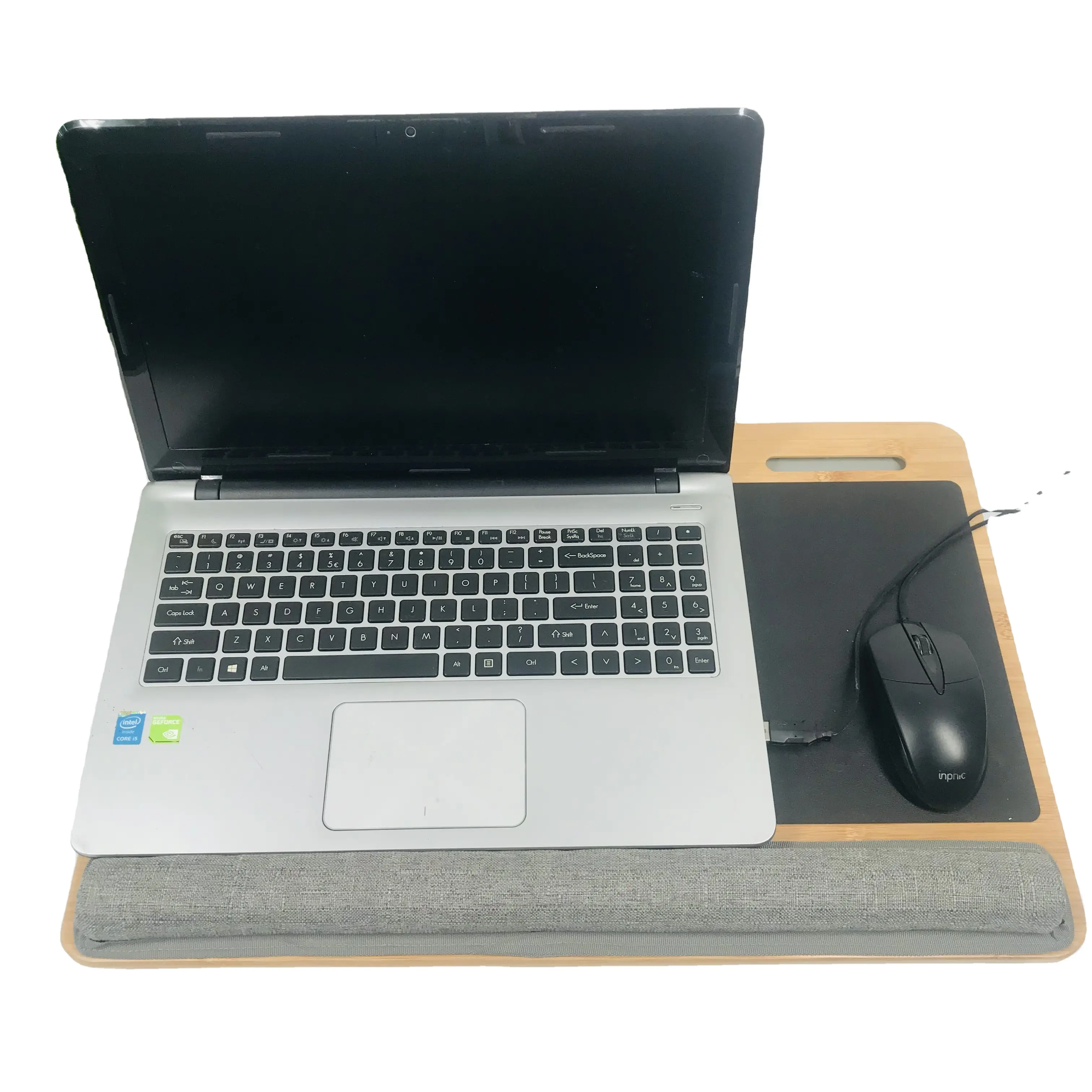 Stand Lap Desk Laptop Tray dengan Cushion Portable Laptop Stand Terbaik Sale Tablet Monitor PC Bambu Kayu Logo Natural Disesuaikan