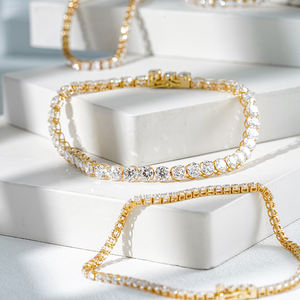 กำไลข้อมือเพชรทองคำ 10k ขนาด 4.1 มม. เพชรทรงกลมเพาะเลี้ยงในห้องปฏิบัติการ ใบรับรอง IGI กำไลเทนนิส ทองคำขาว ทองคำเหลือง กำไลข้อมือเพชร - Product Image 3