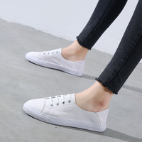 Chaussures décontractées pour femmes en cuir véritable, à porter de deux façons, blanches, avec lacets élastiques sans nœuds, design slip-on, confortables et souples