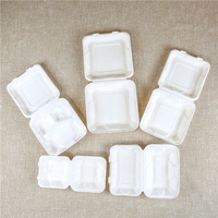 Contenedor de Alimentos Tipo Concha de Almeja de Almidón de Maíz, Vajilla Desechable Biodegradable, Lonchera de Bagazo de Caña de Azúcar