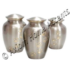 Solid Brass Pet Cremation Urn Charcoal Grey With Silver Paws <b>Engraved</b> for Pet Ashes by Axiom Home Accents - Product Image 6