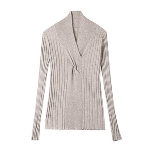 Da <span class=keywords><strong>Lang</strong></span> personnalisé élégant dame pull pull automne hiver coréen kaki col en v à manches longues bouton respirant tricoté décontracté - Product Image 6