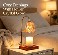 Lampe chauffe-bougie électrique dorée avec minuterie, pour bougies parfumées