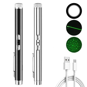 Có thể sạc lại 2-in-1 màu xanh lá cây con trỏ laser bút với đèn pin LED Type-C sạc thép không gỉ laser bút có thể điều chỉnh mô hình - Product Image 1