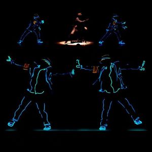 Conjunto de Disfraz de Baile Unisex de Poliéster/Rayón con Estampado Fluorescente Luminoso MJ Blanco de Alta Visibilidad, Sombrero Fedora para Actuaciones en Escenario - Product Image 5