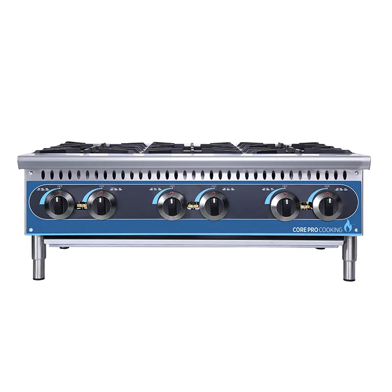 6 Burners Restaurant Equipment Table Top Blue Flame Cooking Commercial Kitchen Cooker Gas Stove