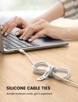Lamicall STRK04 Lot de 10 attaches de câble réutilisables en silicone, organisateur de fils, attaches de cordon, support de gestion multi-usages, câble de chargeur