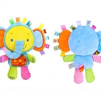 Mainan Gajah Lucu Berbunyi, Boneka Plush dengan Suara BB, Rattle Beludru Sutra Warna-warni, Interaktif untuk Digigit Anjing dan Kucing