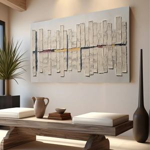 Cuadro de arte mural moderno de gran tamaño, estilo Wabi Sabi, minimalista, en tonos tierra, pintura al óleo sobre lienzo, naturaleza muerta y paisaje para el hogar y la galería. - Product Image 5