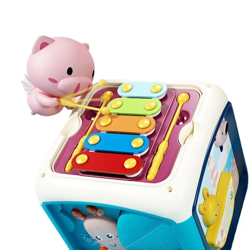 음악 키보드 드럼과 실로폰이있는 아기를위한 큐브 장난감 유아를위한 교육용 뮤지컬 장난감 선물 어린이 소년 소녀