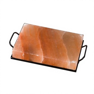 Wholesale Salt Block Crystal Rock Salt Slabs Natural Crafts Pink Tiles Himalayan Salt Cooking Slab With Metal Holder 30*20*5cm - Product Image 5