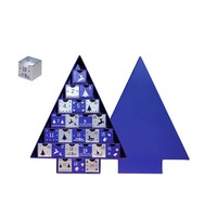 Boîte de calendrier de l'avent en forme de sapin de Noël en carton personnalisé avec séparateurs en papier pour chocolat, maquillage, cosmétiques