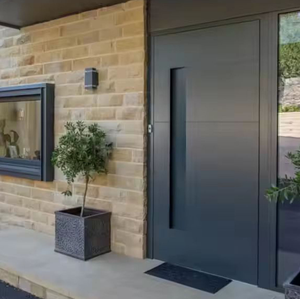 Puerta de Entrada Contemporánea de Acero Qifan con Detalles Dorados y Diseño Antirrobo, Apertura Manual, Superficie Exterior Acabada - Product Image 3