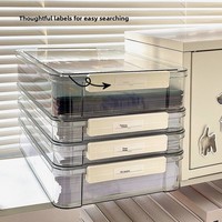 Caja de Almacenamiento Transparente para Archivos A4 con Clip para Oficina
