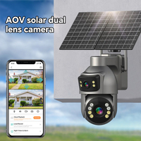 Caméra de sécurité Wistino 4K à double objectif, carte SIM 4G, zoom numérique 36X, détection de mouvement par IA, alarme, enregistrement 24h/24 et 7j/7, caméra solaire AOV