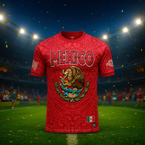 Maglia da Calcio 3D del Messico Personalizzabile con Nome e Numero, Stemma dell'Aquila, Motivo Azteco, Unisex, Maglietta per Tifosi - Product Image 3