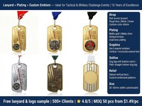 Médaille de compétition tactique personnalisée en alliage de zinc, forme de plaque d'identification pour chien, gravée en 3D, durable et polie