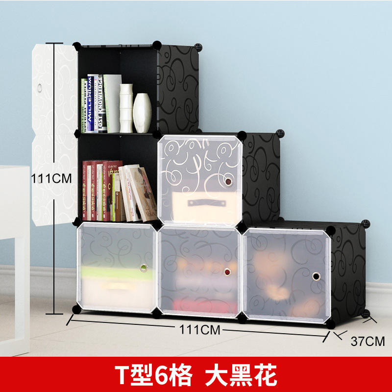 Grande bibliothèque de combinaison de treillis trapèze 6 fleurs noires