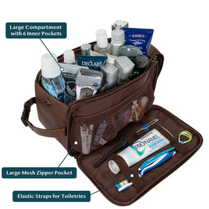 Factory Price Wholesale Large Capacity <b>Toiletry</b> <b>Bag</b> for <b>Men</b> PU <b>Leather</b> Water Resistant Cosmetic <b>Bag</b> Pouch - Product Image 5