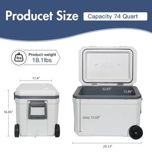 Glacière rigide isotherme 70L en PU avec poignée trolley, étanche, pour camping et pêche, fabricant OEM ODM - Product Image 3