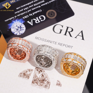ZUANFA JEWELRY Anillo de Hombre Chapado en Oro con Moissanita VVS en Forma de Esmeralda S925, Engaste Pavé, Joyería de Lujo Unisex para Fiesta, Anillo de Rapper - Product Image 4