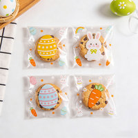 Sachets en cellophane transparents auto-scellants personnalisés pour fête de Pâques, sachets en cellophane refermables pour l'emballage de biscuits et de bonbons
