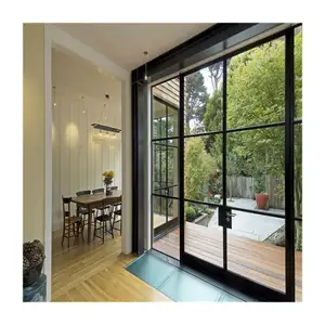 Minimalist interior wrought iron glass door with clear glass good security performance soundproof for house