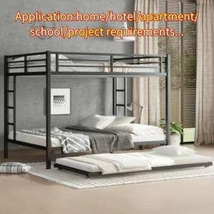 Estructura de <span class=keywords><strong>Cama</strong></span> Litera Metálica Resistente, <span class=keywords><strong>Doble</strong></span> sobre <span class=keywords><strong>Doble</strong></span>, con <span class=keywords><strong>Cama</strong></span> <span class=keywords><strong>Nido</strong></span>, para Uso en Escuelas, Hospitales y Apartamentos, Diseño Moderno que Ahorra Espacio - Product Image 2