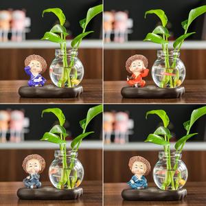 Resin Little Buddha <strong>Monk</strong> Figures With Flower Arrangements Hydroponic Green Dill Vase - Product Image 6