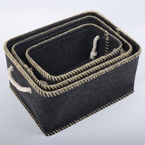 Zusammenklappbarer Umweltfreundlicher Rechteckiger Aufbewahrungskorb Gewebter Großer Organizer für Kleidung und Spielzeug Faltbarer Baumwollseil-Korb mit Ledergriffen - Product Image 3