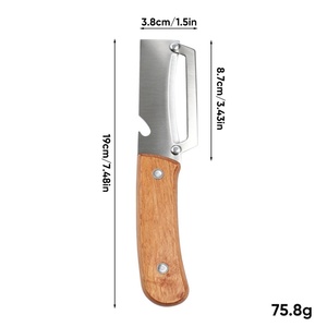 Éplucheur en acier inoxydable multifonctionnel avec manche en bois, trancheuse manuelle de légumes, tranchant, facile à nettoyer, pour pommes de terre - Product Image 6