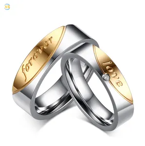 Einfache Silber Edelstahl für immer Liebe Paar Ringe