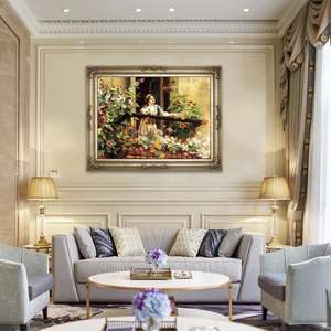 Tốt Nhất Người Bán 100% Handmade Phụ Nữ Với Hoa Bức Tranh Tường Acrylic Áp phích Vải Sơn Dầu Vẽ Tay Bức Tranh Và Tường Nghệ Thuật - Product Image 3