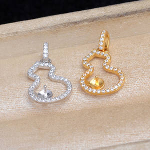 <b>DIY</b> Pearl Jewelry <b>Accessories</b> 6-7mm Small Silver Gourd Pendant with Empty Holder 6041 Bead Size Packaged in a <b>Bag</b> - Product Image 2