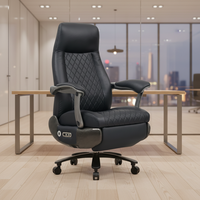 Chaise de bureau de direction moderne de luxe, ergonomique, en cuir, avec appui-tête souple, accoudoirs larges et dossier réglable en douceur