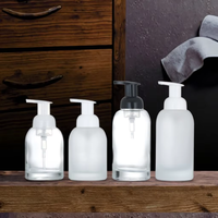 250ml 350ml bouteille de pompe moussante en verre de luxe avec logo personnalisé bouchon à vis vide en mousse nettoyante pour le visage pour les soins de la peau savon liquide