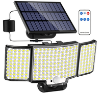 Lampe murale de sécurité solaire Radiant Beauty pour extérieur, garage, avec détecteur de mouvement infrarouge, 160-224 LED, triple tête séparée, IP65