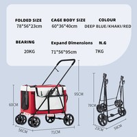 Usine en gros prêt à expédier Portable poussette pour animaux de compagnie léger chien chat chariot détachable pliant transporteur chiens moyens