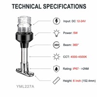 DAMAVO IP67 12-24V Balise lumineuse de mât en acier inoxydable 316 pour bateaux marins, voiliers, yachts et ponts de bateaux de pêche