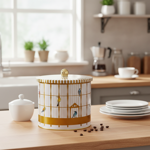 Kontensan Vintage 3.5L Birdcage Illustration Canister Colorful Birds 175x155mm Metal Knob Handle Food <b>Storage</b> <b>Container</b> ER146T7 - Product Image 3