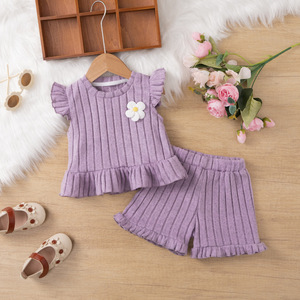 Conjunto de Ropa de Verano 2026 para Bebés Niñas, Top de Manga Corta con <span class=keywords><strong>Volantes</strong></span> y Pantalones Cortos, Tejido Suave - Product Image 2