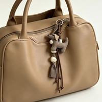 Porte-clés chien en tissu écossais, breloque de sac perlée en corde tressée, ornement décoratif vintage pour sac à main, sac à dos, cadeau pour femme et fille