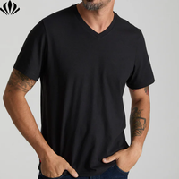 T-shirt basique à col en V pour homme avec logo personnalisé, coupe classique, confortable et décontracté