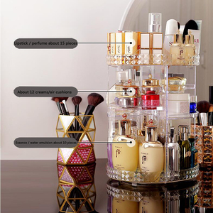 Diamond Pattern Rotating Cosmetics <strong>Storage</strong> <strong>Box</strong> 360 Degrees Rotating Desktop Finishing Adjustable <strong>Shelf</strong> - Product Image 4